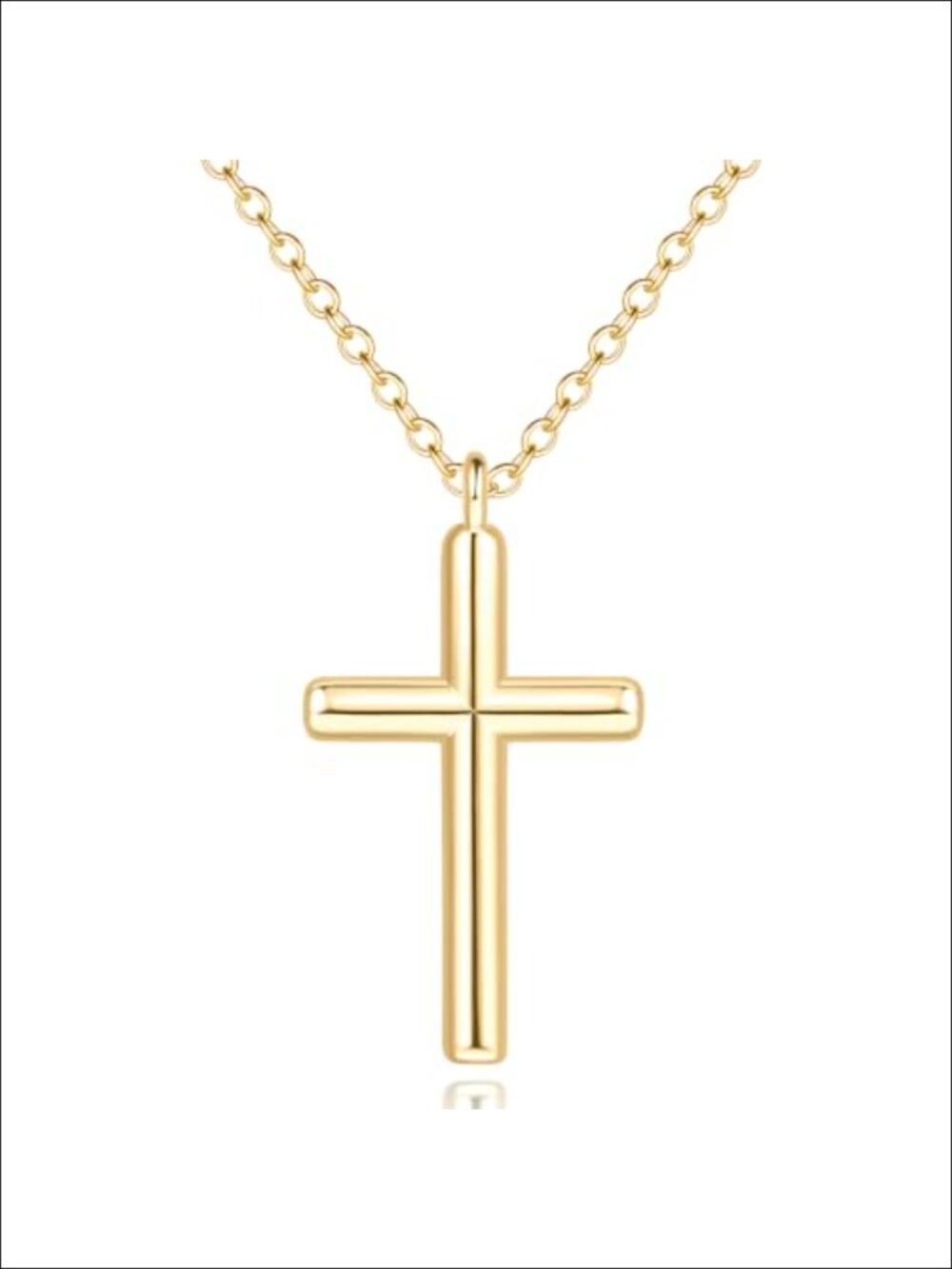 14K Gold Plated Cross Pendant Necklace for Women O-Link Chain Lobster Clasp
